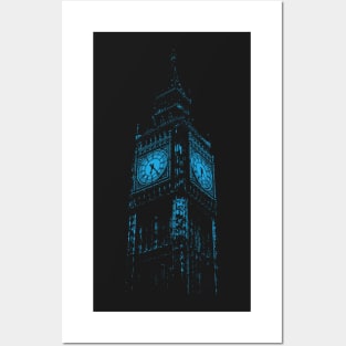 Minimalistic Blue Big Ben Posters and Art